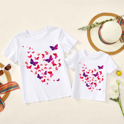 Sweet Butterfly Pattern Print Matching Tees for Mom and Me