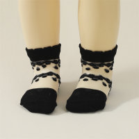 Calcetines de niña de patchwork de malla de color liso  Negro