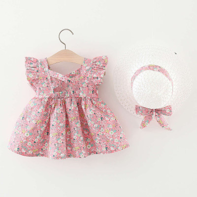 Toddler Girl Sweet Floral Dress & Hat