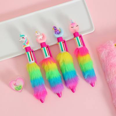 Children's unicorn plush click ballpoint pen