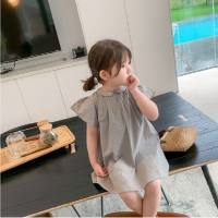 Girls skirt embroidery small neckline baby dress one piece 24 summer new foreign trade children's clothing for 3-8 years old  Gray
