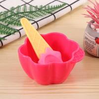 Ice cream bowl and spoon set  watermelon red