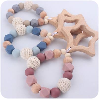New baby products cartoon beech star teether DIY soothing baby chewing gum molar bracelet toy
