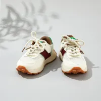 حذاء رياضي برباط وكتلة ملونة للأطفال   البيج
