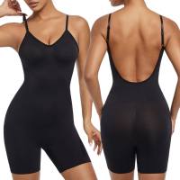 One-piece body shaper for women sexy backless bottoming corset underwear large size body shaping tight waist shapewear  Black