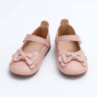 Toddler Girl Solid Color Bowknot Velcro Shoes  Pink
