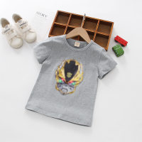 Camiseta para niños, verano 2023, estilo coreano, estilo negro, algodón de dibujos animados, manga corta, ropa para niños con cuello redondo lindo para niños  gris