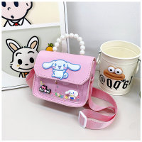 Little princess cute cartoon cinnamon dog Korean version niche pearl handbag crossbody bag  Pink