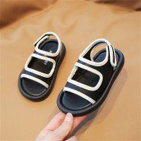 Zapatos de playa de suela blanda con velcro para niños, informales, de moda, para niños pequeños y medianos  Negro