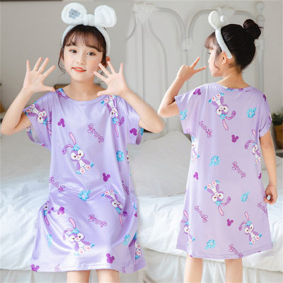 Children's Nightdress Short Sleeve Girls Cute Princess Dress Little Girl Baby Cartoon Pajamas