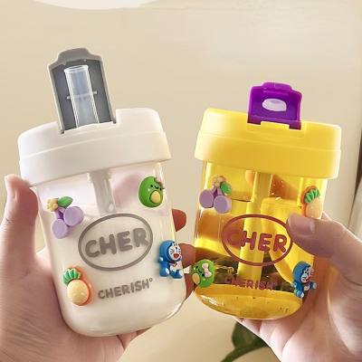 Mini ton ton cup for children and students, plastic cup, portable straw cup, cute high-looking cup, gift potbelly water cup