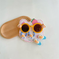 Lunettes de soleil amusantes ours, ensemble d'épingles à cheveux pour bébé, lunettes à monture ronde mignonnes, anti-ultraviolet, tendance, 5 pièces  Jaune
