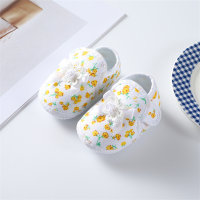 Baby and toddler floral bowknot fabric soft sole toddler shoes  Yellow
