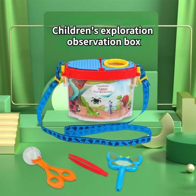 Caja de observación de insectos para niños, caja de colección con lupa