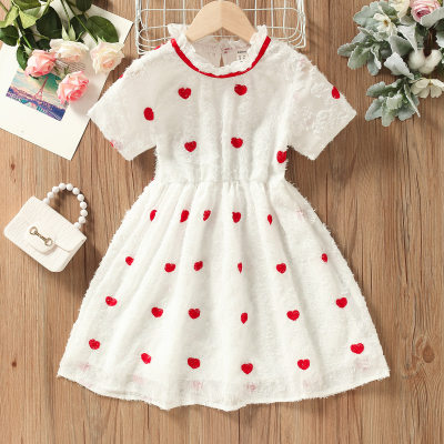 Vestido bordado en forma de corazón de verano para niñas y niños
