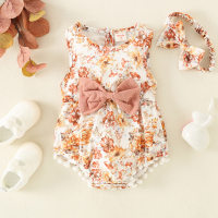 2-piece Floral /Solid Bodysuit with Headband for Baby Girl  Floral color