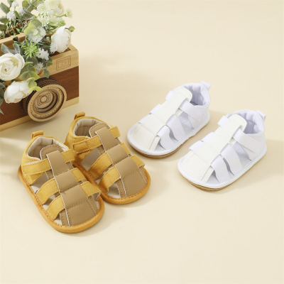 Baby Boy Solid Color Hollow Out Velcro Sandals