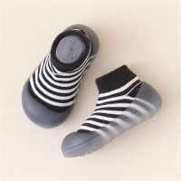 Children's striped contrast socks shoes toddler shoes  Black