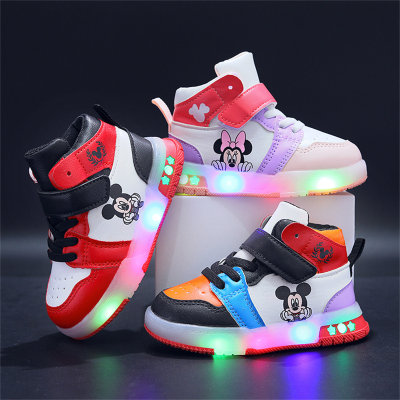 Children's Mickey and Minnie cartoon pattern luminous sneakers