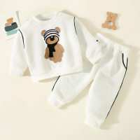 Toddler Cartoon Printed Sweater & Pants  White