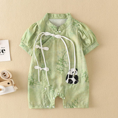 Baby-Overall, dünne Sommerkleidung, kurzärmelige Baby-Sommerkleidung, Outdoor-Krabbelkleidung im chinesischen Stil, Hanfu für Neugeborene