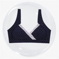 No-rim cotton spandex chest pad sports yoga sleep cross nursing bra pregnant women breastfeeding underwear  Navy Blue