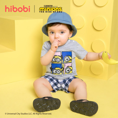 Minions × hibobi Boy Baby Printed Blue Checked Shorts Suit