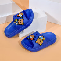 Kid Solid Color Cartoon Decor Slide Sandals  Blue