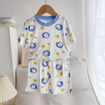 Meninos novos pijamas macios pijamas infantis ultra-finos roupas para casa shorts de manga curta