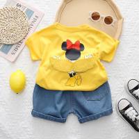 2023 summer Korean version children's clothing wings mouse girls 0-5 years old two-piece summer clothing children's suit dropshipping  Yellow