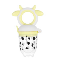 Chupete alimentador automático de alimentos con patrón de vaca de silicona para bebés  Amarillo