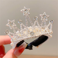 Girls' Pearl Crown Decoration Hair Comb  Multicolor
