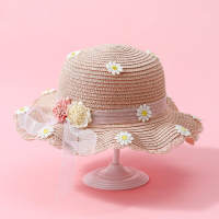 Girls' Floral Decor Straw Bag & Floral Decor Hat  Pink