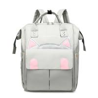 Multifunctional large capacity portable milk bottle insulation mother and baby bag simple and fashionable backpack wholesale hand-held mommy bag  Gray