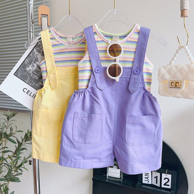 Girls Suit Summer New Style Fashionable Small and Medium-sized Girls Baby Overalls Two-piece Set TX813