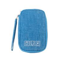 Portable data cable storage bag, headphone charger, power cord, power bank, digital bag, business trip headphone bag  Blue