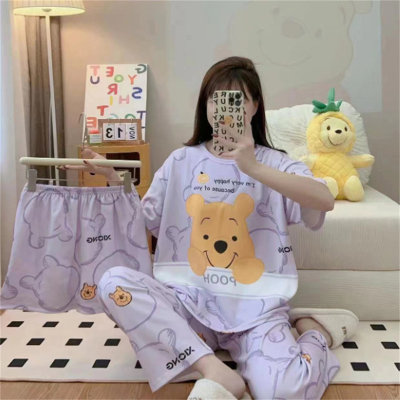 Teenage Girls Three-piece Bear Pajama Set