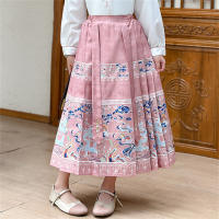 Girls' horse-faced skirt Chinese style cloud shoulder ancient style Tang suit Hanfu  Pink