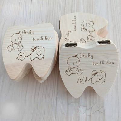 Wooden baby teeth box fetal hair umbilical cord tooth collection box
