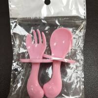 Baby spoon children's food fork spoon children's learning spoon training spoon anti-choking short handle fork spoon  Multicolor