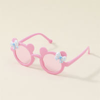 Sonnenbrille für Kleinkinder und Mädchen im Cartoon-Stil mit Schleife und Dekor  Rosa