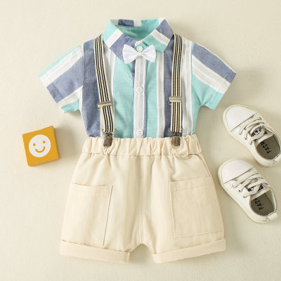 Toddler Boy Stripes Pattern Short Sleeve Shirt & Shorts