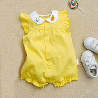 2023 Summer Baby Short Sleeve Bodysuit Summer Climbing Clothes Little Flying Sleeve Romper Bodysuit Cotton Cool Pajamas 3-18  Multicolor