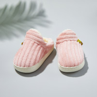 Toddler Solid Color Slippers Baotou Cotton Mop  Pink
