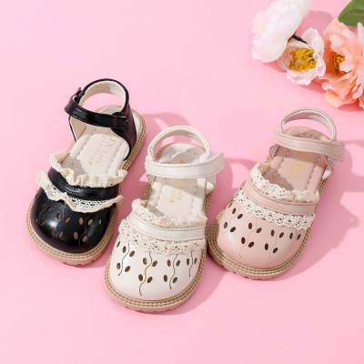 Toddler Girl Solid Color Lace Spliced Velcro Shoes