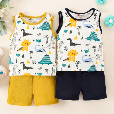 Baby Boy 2 Pieces Dinosaur Pattern Sleeveless Vest & Shorts