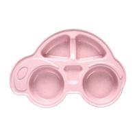 Wheat straw cartoon car children's tableware kindergarten baby food partitioned meal tray  Multicolor