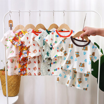 تي شيرت صيفي للأطفال بدلة قصيرة الأكمام ملابس منزلية بيجامات