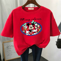 Camiseta con estampado de Mickey para adolescente niña  rojo