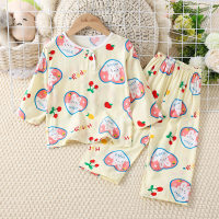 2-piece Toddler Girl Color-block Bear Pattern Long Sleeve T-Shirt & Matching Pants  Beige